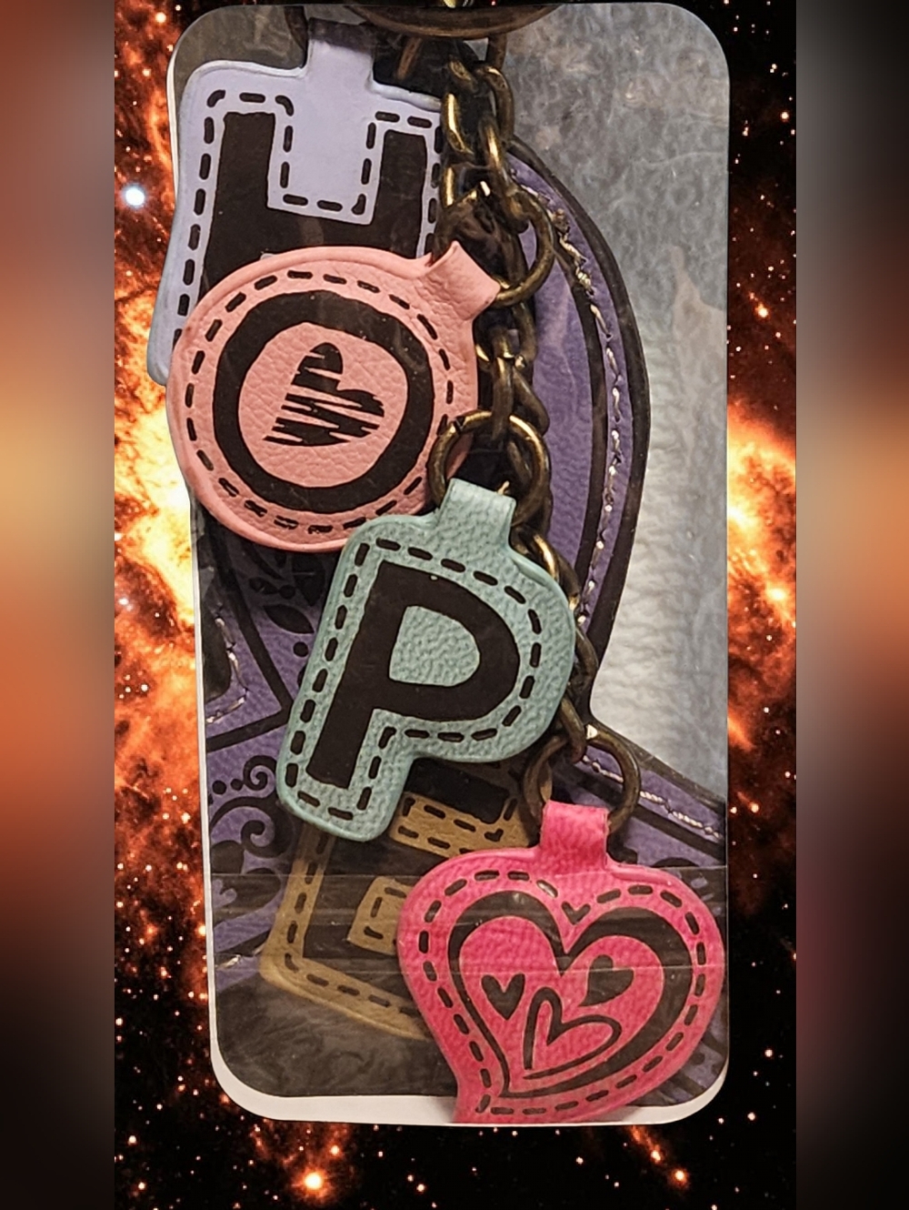 Chala Purple Ribbon Love & Support Key Fob with Gold Heart Accent - Picture 4 of 5